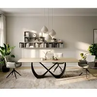 DELIFE Table à manger Edge Boot 260x120 cm Céramique Laminam Sabbia Eichefarbig Infinity Métal Noir
