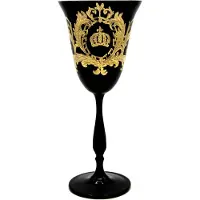 Casa Padrino Pompöös by Verre à vin blanc de luxe avec placage en or 24 carats Noir / Or Ø 8,7 x H. 20,3 cm - Verre à vin blanc Pompöös conçu par Harald Glööckler
