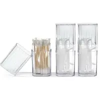 OEM Porte-coton-tiges rigides et portables, lot de 3, distributeur transparent avec couvercle anti-poussière
