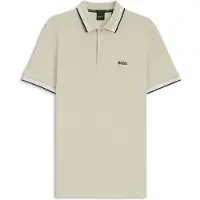 BOSS Paddy 10241663 Green Short Sleeve Polo Beige S Homme