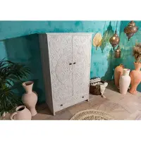 MASSIVMOEBEL24.DE MASSIVMOEBEL24 | Armoire en bois de Manguier 108x64x180 blanc huilé KASHMIR #106