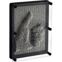 Relaxdays Planche à ongles , motif 3D pour laisser libre cours à votre créativité, décoration culte des années 80, H x L : 18 x 13 cm, argent/noir