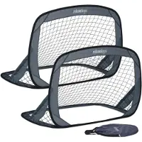 Relaxdays Lot de 2 buts de football pliables Pop Up, buts de football pliables pour le jardin, buts pour enfants avec sac de rangement, H x l x P : 78 x 121 x 80 cm, gris