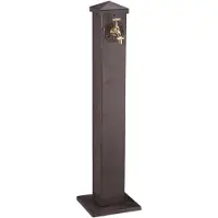 Relaxdays Colonne d'eau , de forme carrée, style antique, avec robinet, raccord 3/4 pouce, fontaine de jardin sur pied, 91 cm, marron