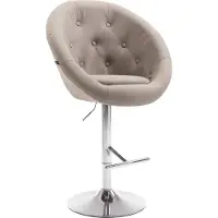 CLP Tabouret de bar London V2, revêtement en tissu, pivotant et réglable en hauteur | Couleur : taupe. Structure : chromée