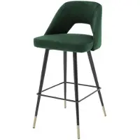 Casa Padrino Tabouret de bar , modèle Luxus, avec dossier, disponible en vert, noir ou laiton. Dimensions : 50 x 50 x hauteur 100 cm