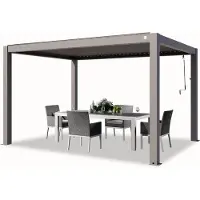 TOOLPORT PRIMEYARD Pergola 3x4 m poteaux en aluminium avec lames orientables en aluminium pavillon gris