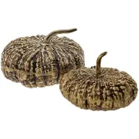 Casa Padrino Ensemble de boîtes de rangement de luxe avec couvercle en forme de citrouille laiton vintage - Accessoires déco de luxe