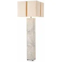 Casa Padrino Lampadaire de luxe en céramique avec abat-jour Blanc antique / Beige H. 165 cm