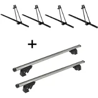 VDP 4x porte-vélos ORION + barres de toit/rails LION1 compatibles avec Dacia Logan Station Wagon (5 portes) 07-13