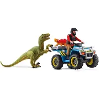 Schleich 41466 Dinosaurs 41466 Flucht auf Quad vor Velociraptor Spielfiguren-Set