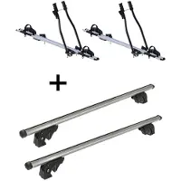 VDP 2x porte-vélos SAGITTAR + barres de toit/rails LION1 compatibles avec Skoda Roomster (5 portes) 06-15