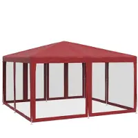 vidaXL Tente de réception avec 8 panneaux latéraux en maille rouge 4x4 m HDPE