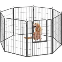 PawHut , enclos pour chiots octogonal, avec 8 panneaux de grillage, une porte et des piquets pour l'ancrage au sol