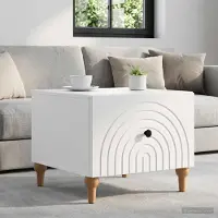 Prolenta Table basse exclusive avec tiroirs, blanche, dimensions 49 x 50 x 40 cm, en panneaux de particules