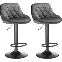Supfine lot de 2 tabourets de bar en velours Tabouret de bistrot pivotant réglable en hauteur Chaise de bar gris foncé