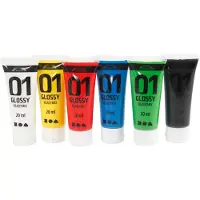 Creativ Company Peinture acrylique pour Kidneren Glossy Standard colours, 6x20ml