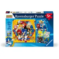 Ravensburger 3 puzzles Sonic le Hérisson de 49 pièces chacun. À partir de 5 ans. 12001133.