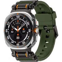 Wigento Pour Samsung Galaxy Watch Ultra 2 2025 / Watch Ultra 47mm Silicone bande de métal vert / noir