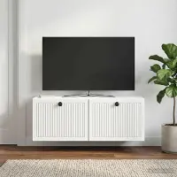 Prolenta Meuble TV mural exclusif, blanc, dimensions : 78,5 x 31 x 30 cm, fabriqué en panneaux de particules