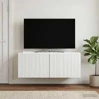 Prolenta Meuble TV mural exclusif, blanc, dimensions : 78,5 x 31 x 30 cm, fabriqué en panneaux de particules