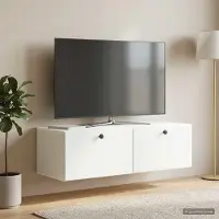 Prolenta Meuble TV mural exclusif, dimensions 98 x 41 x 30 cm, blanc, fabriqué en panneaux de particules
