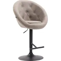 CLP Tabouret de bar London V2, revêtement en tissu, pivotant et réglable en hauteur | Couleur : taupe. Structure : noire