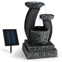 Blumfeldt Fantaghiro - Fontaine de Jardin , Fonctionnement Solaire , Pompe de Circulation , Installation sur Pied , Intérieur ou en extérieur , 3 étages avec Cascades , Pierre