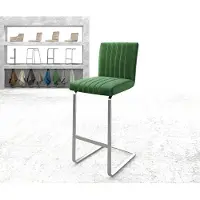 DELIFE Chaise-de-bar Luiga-Flex velours vert chaise cantilever acier plat inoxydable