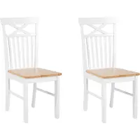 Beliani Lot de 2 chaises de salle à manger, blanc, bois d'hévéa, style scandinave