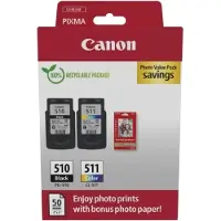 Canon PG-510 + CL-511 photo value pack - Noir + 3 couleurs - Cartouche d'encre - Multipack