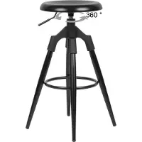 FineBuy Tabouret de bar en métal noir, 72-80 cm, tabouret de bar design, charge maximale de 100 kg, tabouret de comptoir de style industriel sans dossier