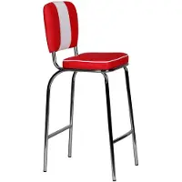 FineBuy Tabouret de bar rouge, style American Diner des années 50, tabouret de bar rétro avec dossier, repose-pieds, hauteur d'assise 76 cm