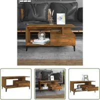 The Living Store Table basse chêne fumé 90x49x45 cm bois composite