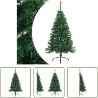 The Living Store Demi-sapin de Noël artificiel avec support Vert 150 cm PVC
