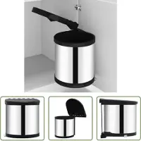 The Living Store Poubelle de cuisine encastrable inox 8 L
