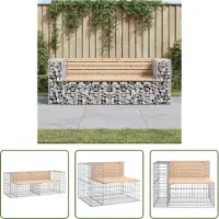 The Living Store Banc de jardin en gabions 184x71x65,5 cm Pin massif
