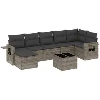 vidaXL Ensemble de jardin canapé 8 pièces avec coussins Gris Poly rotin