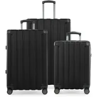 Hauptstadtkoffer Q-Damm - Set de valises 3 pièces, set de bagages (S+M+L) valise coque dure robuste, 4 roulettes extension, trolley cabine + bagage à main, TSA,Noir