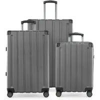 Hauptstadtkoffer Q-Damm - Set de valises 3 pièces, set de bagages (S+M+L) valise coque dure robuste, 4 roulettes extension, trolley cabine + bagage à main, TSA,Argent