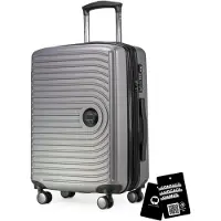 Hauptstadtkoffer Mitte - valise à main + étiquette de bagage numérique étiquette de valise, trolley de cabine extension XL bagage à bord Hardcase valise à main avion Carry-On 55 L,argent mat