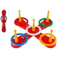 Teddies Jeu de plein air en plastique : croix avec des cercles, présenté dans un filet, dimensions 46x12x8 cm