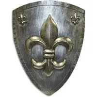 Casa Padrino Bouclier de chevalier en métal Lys français argenté/doré antique 54 x H. 71 cm - Déco médiévale