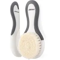 Reer BabyCare Hair Ensemble brosse et peigne, 0 mois+, blanc avec gris,