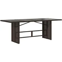 vidaXL Table de jardin avec plateau en verre brun 190x80x74 cm Poly rotin