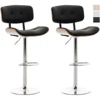 CLP - Ensemble de 2 tabourets de bar Sarnia, revêtus de similicuir, réglables en hauteur et pivotants à 360 degrés | Couleur : noyer/noir