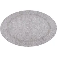Teppium Tapis Rond 200 cm Argent Bordure Tissage Plat Résistant