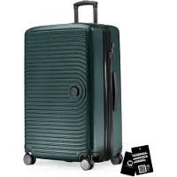Hauptstadtkoffer Valise - Grande valise + étiquette numérique, extension valise XL, valise rigide à roulettes 4 roues, bagage en soute 130 L, cadenas TSA, vert forêt