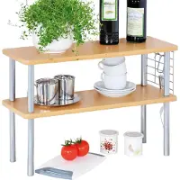 Kesper Étagère de cuisine 27822 Panneau de fibres avecReproduction hêtre avec suspension d'ustensiles / Étagère de cuisine / Étagère à étages