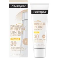 Neutrogena Purerescreen + Scred de teint pour le visage avec un cran solaire minral large spectre SPF 30 avec de l'oxyde de zinc et de la vi